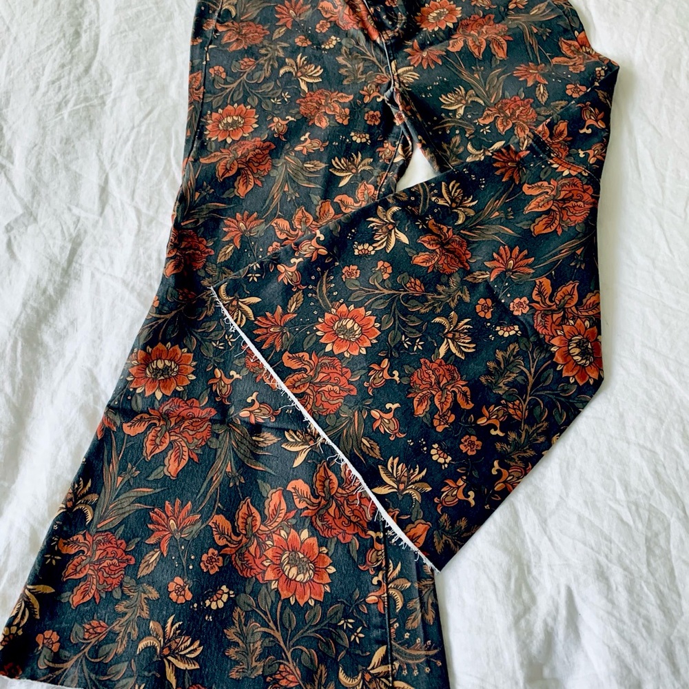 Youthquake Printed Crop Flare Jeans- Black color no longer available on FP site